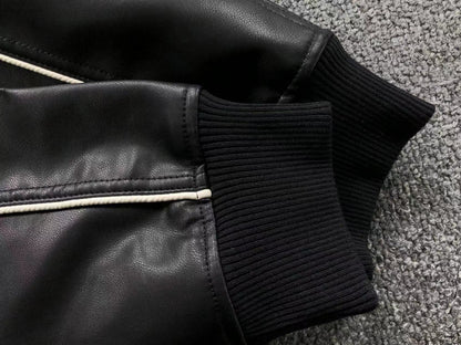 Supreme Nike Leather Varsity Jacket Black