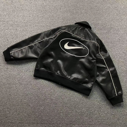 Supreme Nike Leather Varsity Jacket Black