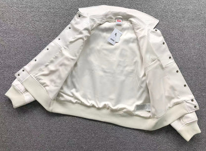 Supreme Nike Leather Varsity Jacket White