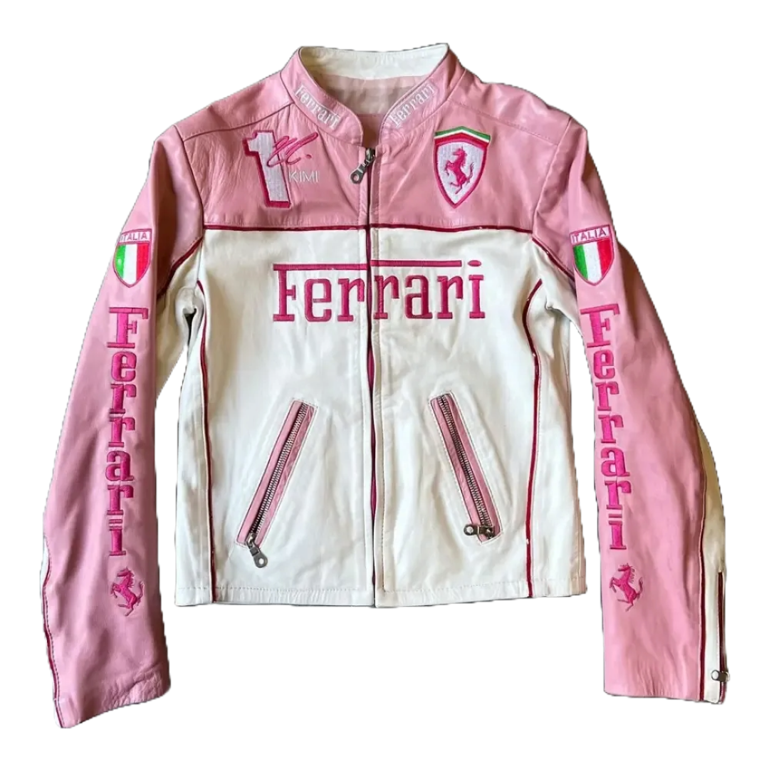 FERRARI F1 LEATHER JACKET PINK