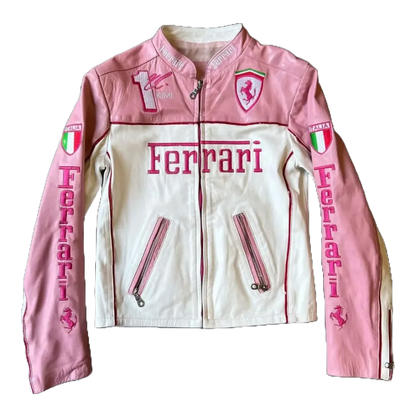 FERRARI F1 LEATHER JACKET PINK