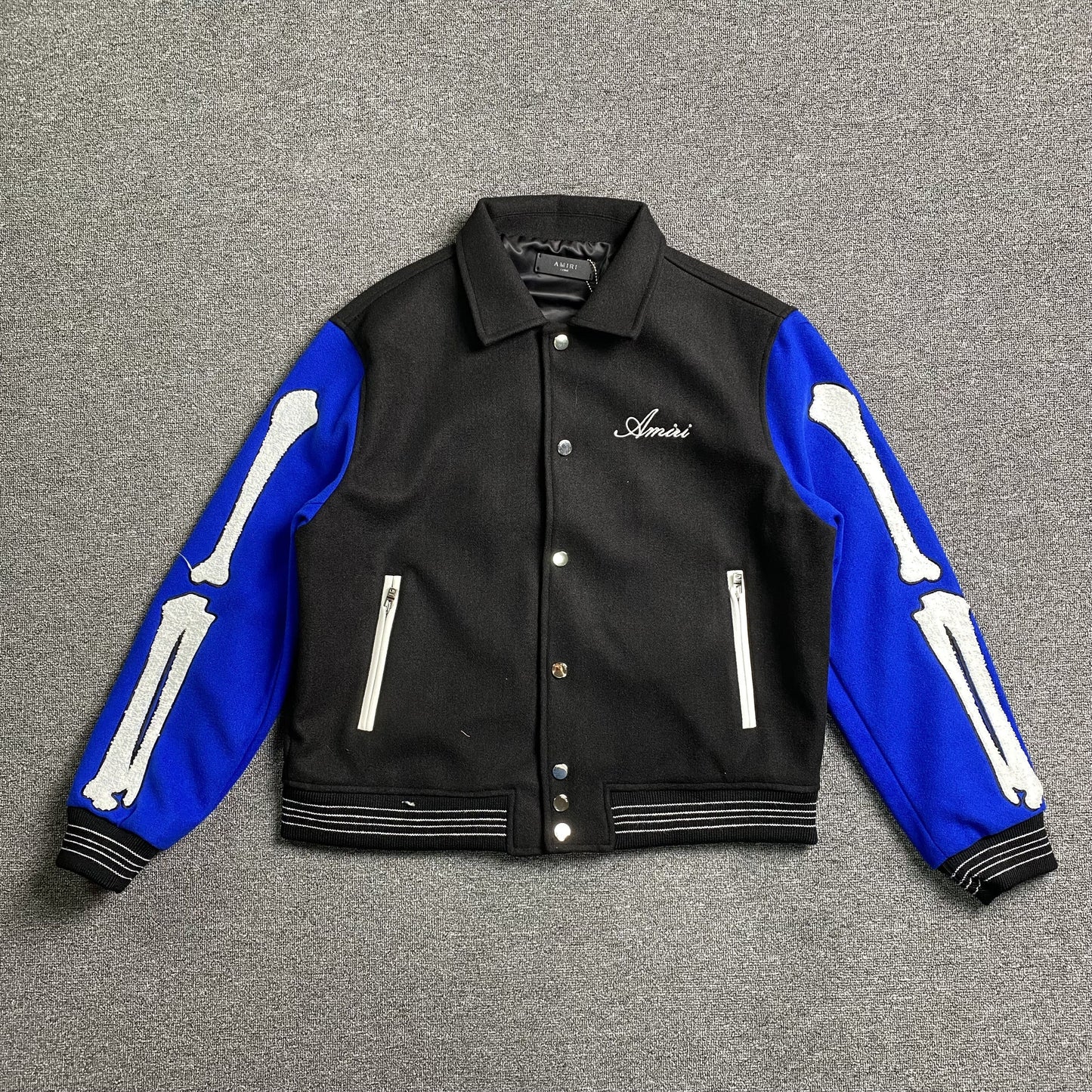 Amiri Bones Bomber Jacket Black Blue