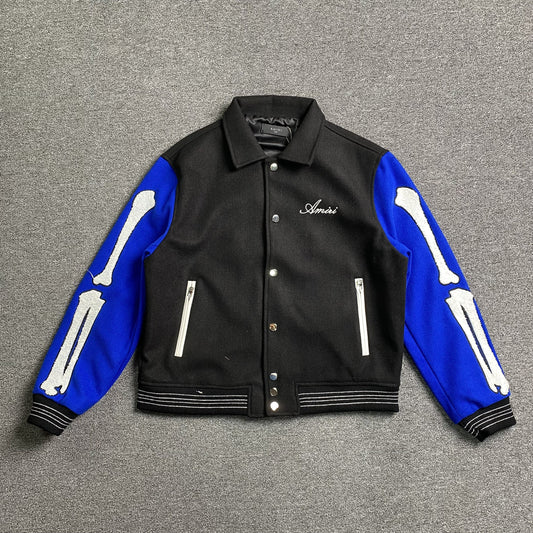 Amiri Bones Bomber Jacket Black Blue