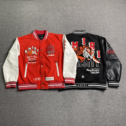 Amiri Logo Patch Varsity Jacket Black