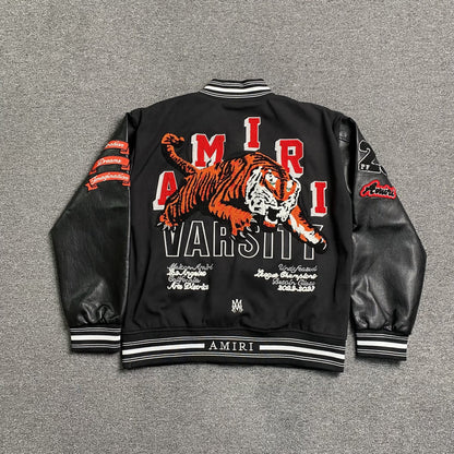 Amiri Logo Patch Varsity Jacket Black