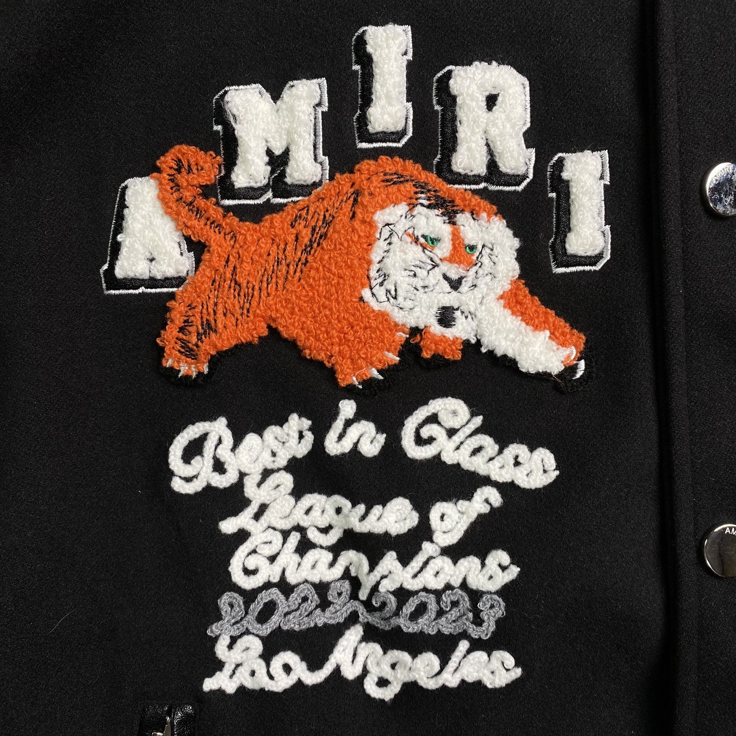 Amiri Logo Patch Varsity Jacket Black