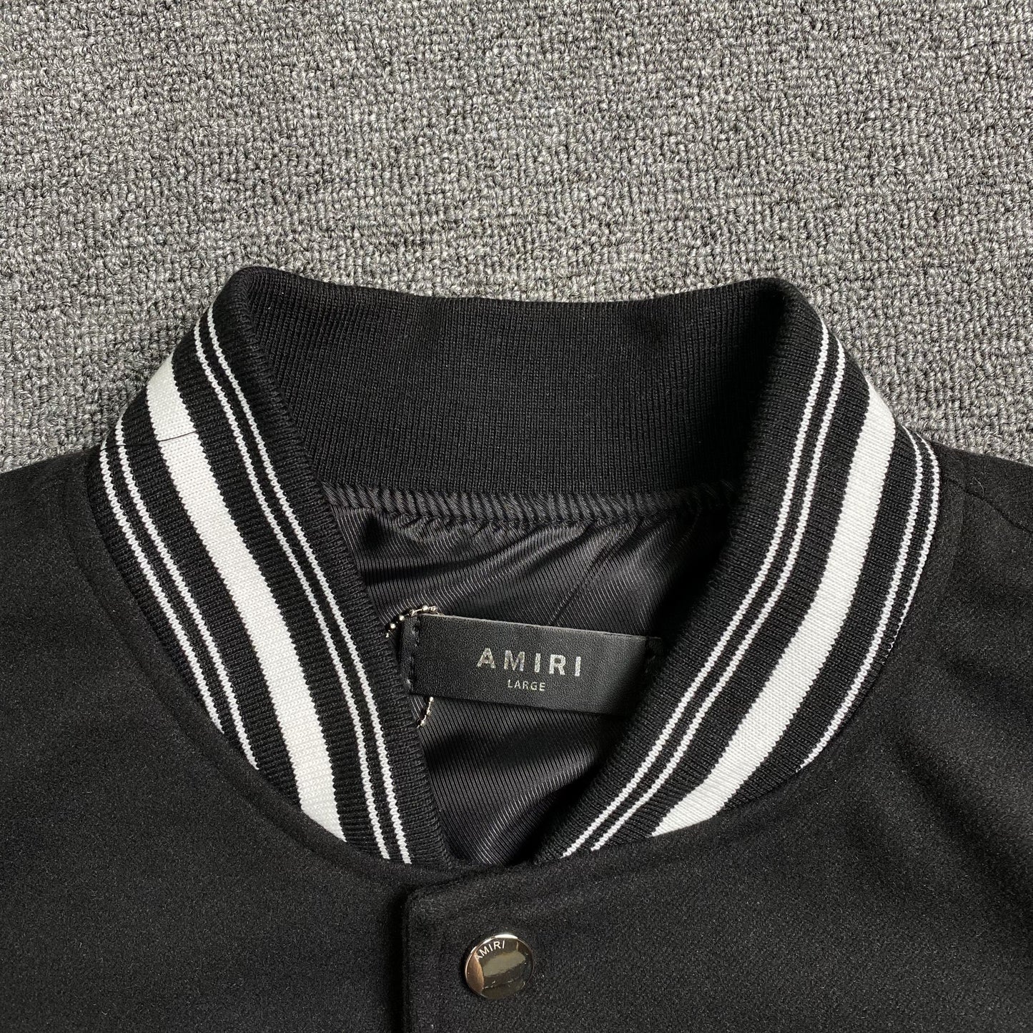 Amiri Logo Patch Varsity Jacket Black