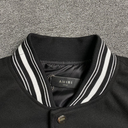 Amiri Logo Patch Varsity Jacket Black