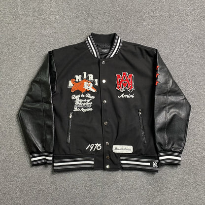 Amiri Logo Patch Varsity Jacket Black
