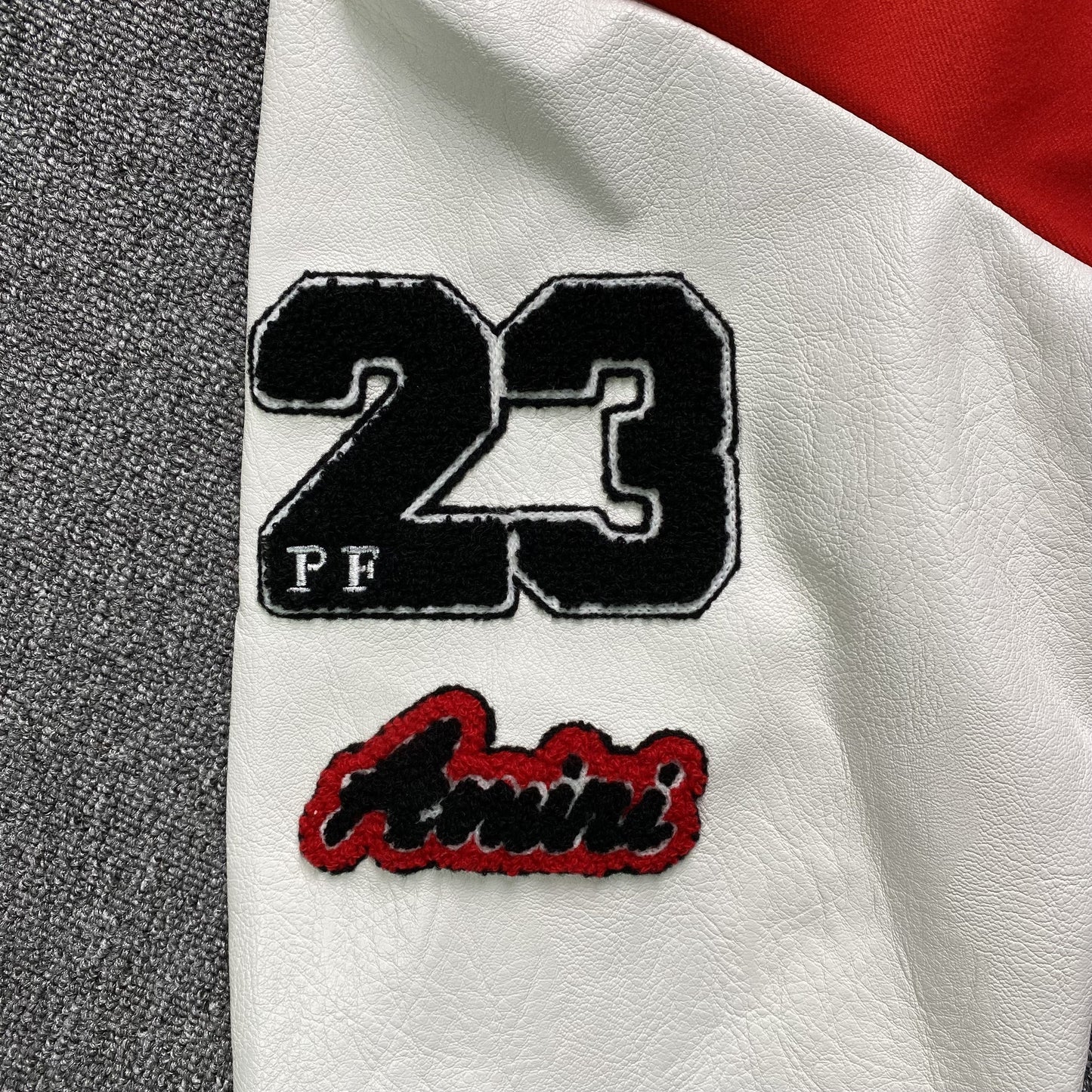 Amiri Logo Patch Varsity Jacket Red