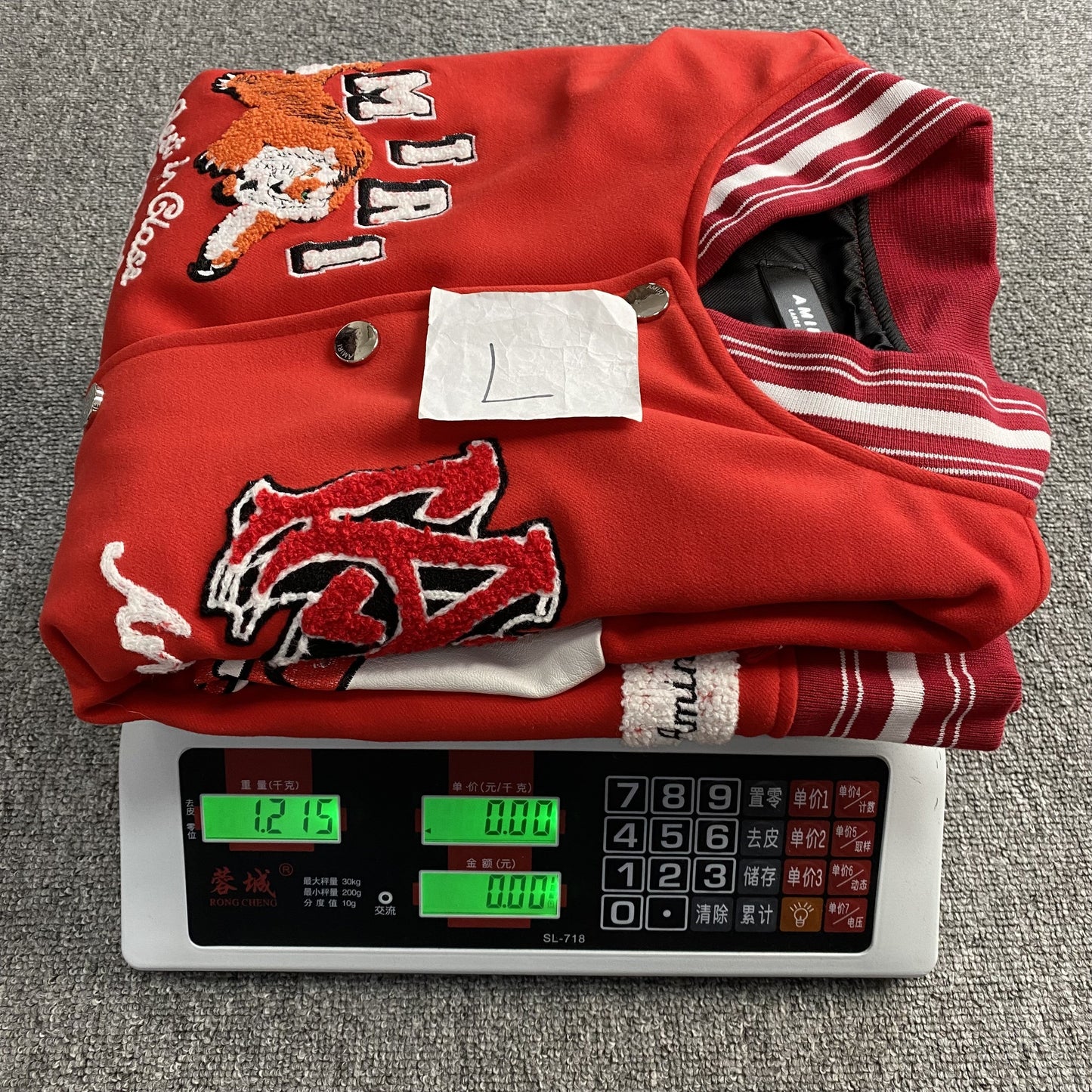 Amiri Logo Patch Varsity Jacket Red