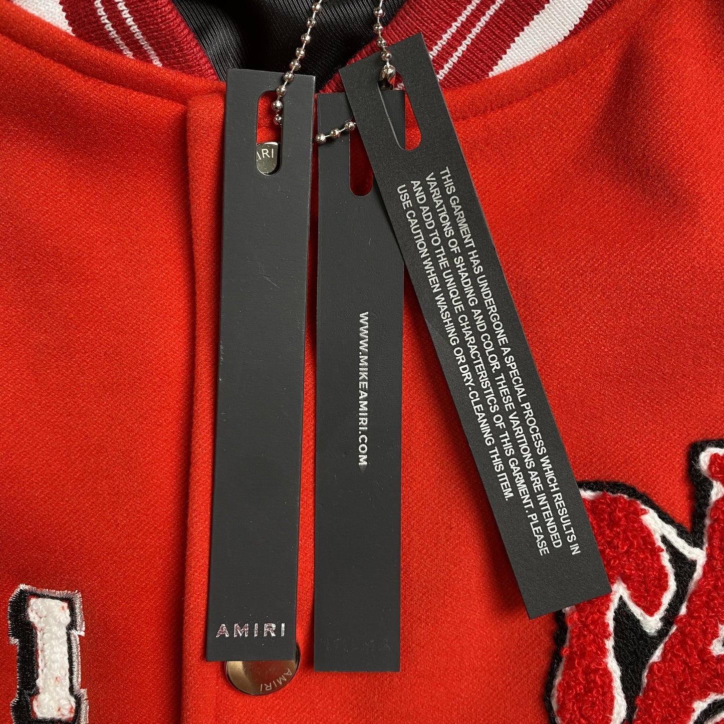 Amiri Logo Patch Varsity Jacket Red