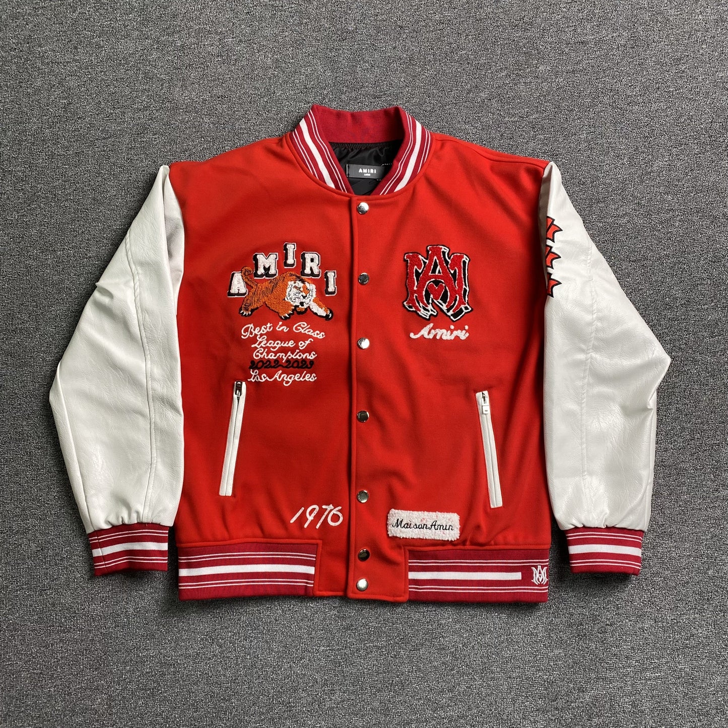 Amiri Logo Patch Varsity Jacket Red