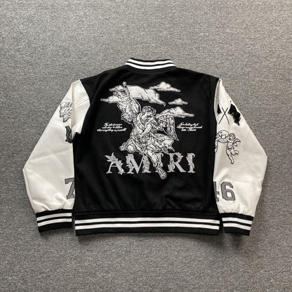 Amiri Ma Angel Varsity Bomber Jacket Black