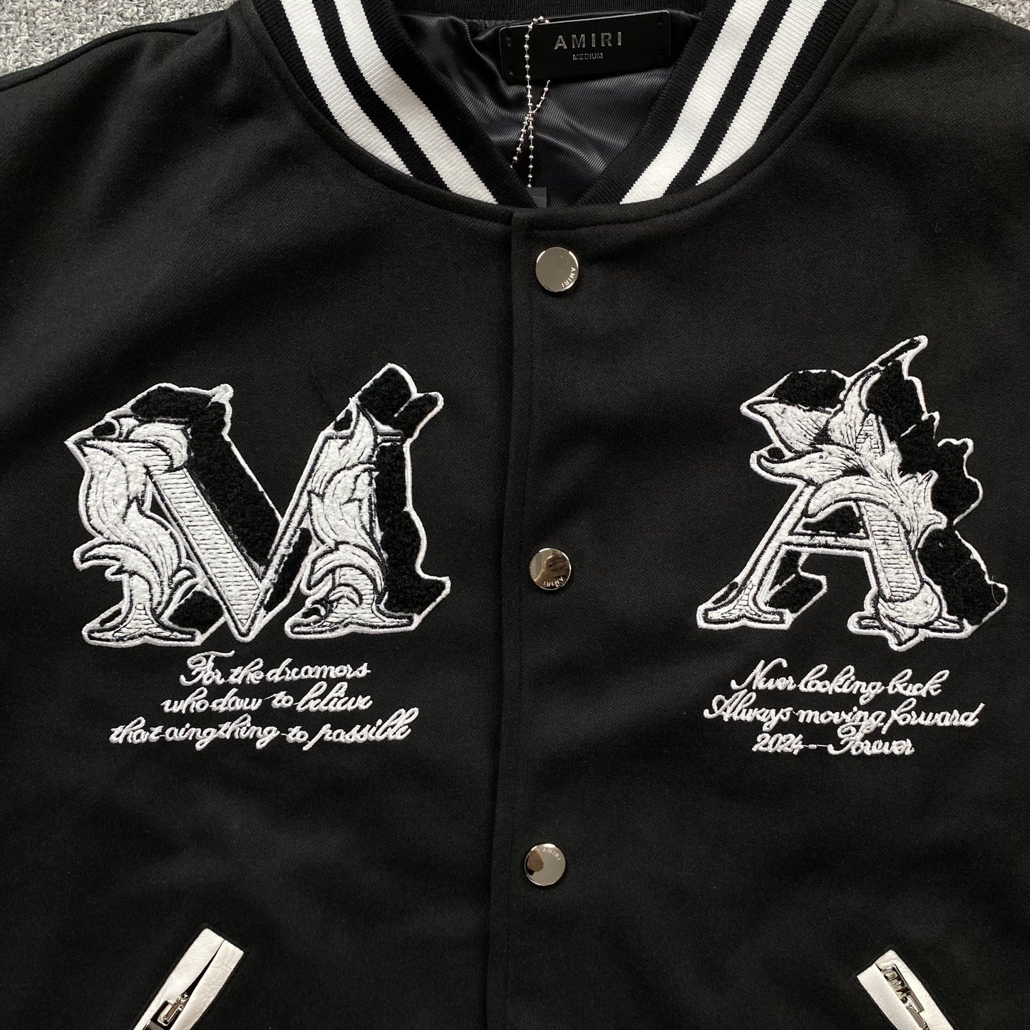Amiri Ma Angel Varsity Bomber Jacket Black
