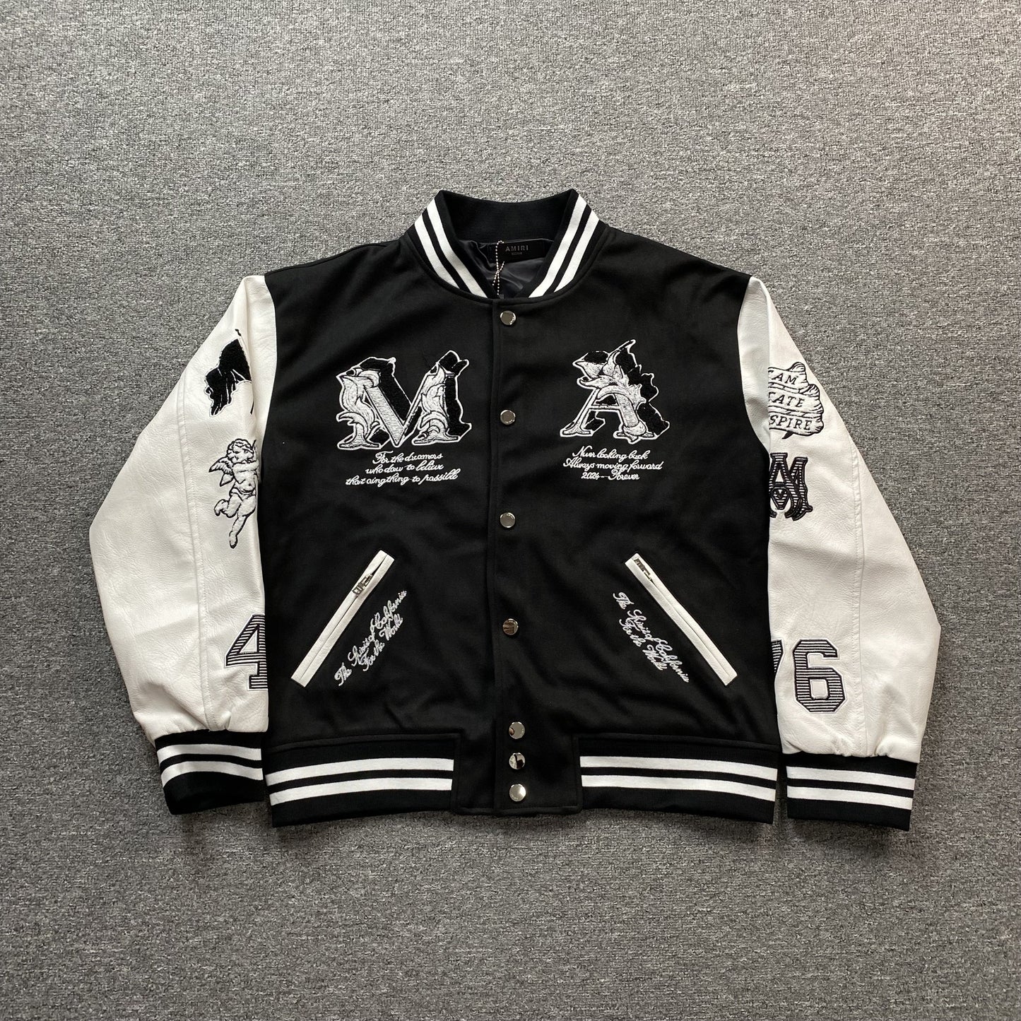 Amiri Ma Angel Varsity Bomber Jacket Black