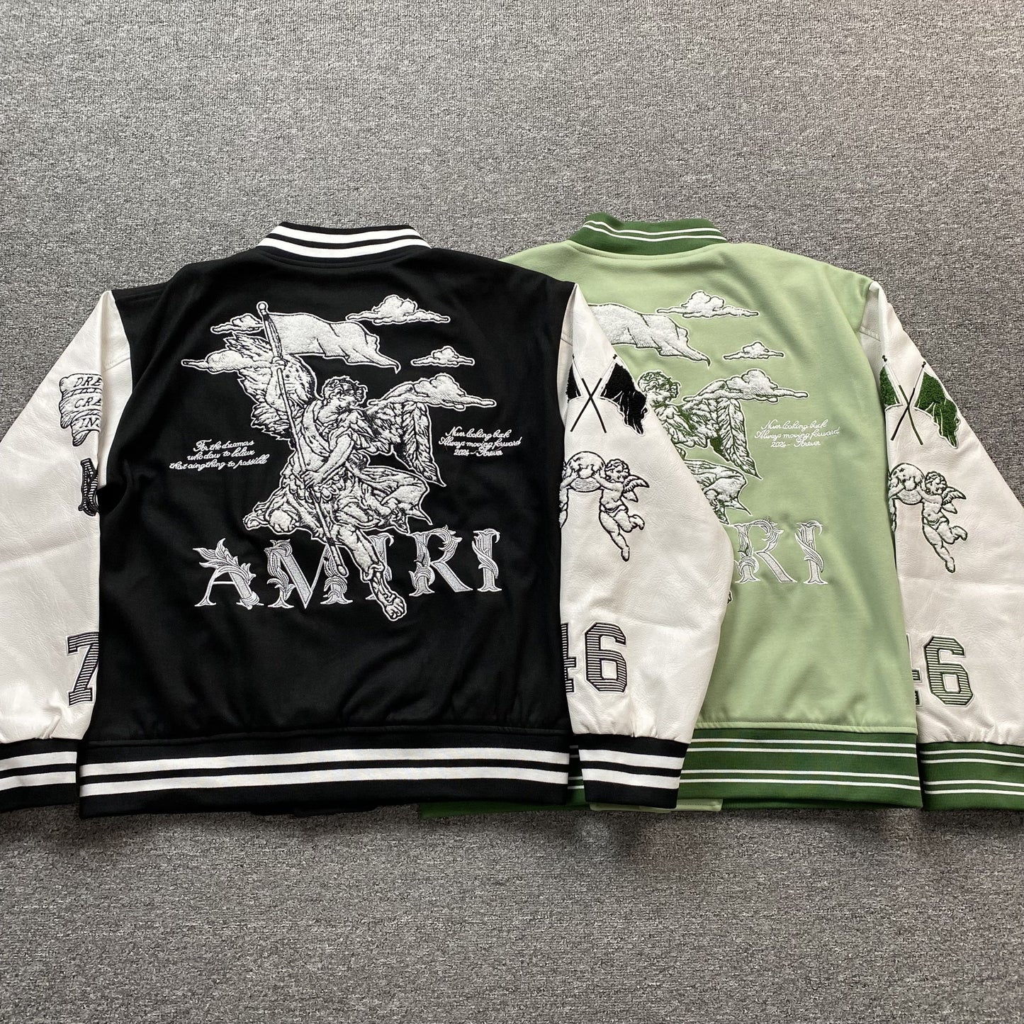Amiri Ma Angel Varsity Bomber Jacket Green