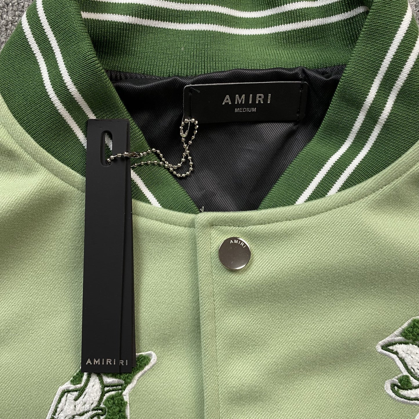 Amiri Ma Angel Varsity Bomber Jacket Green