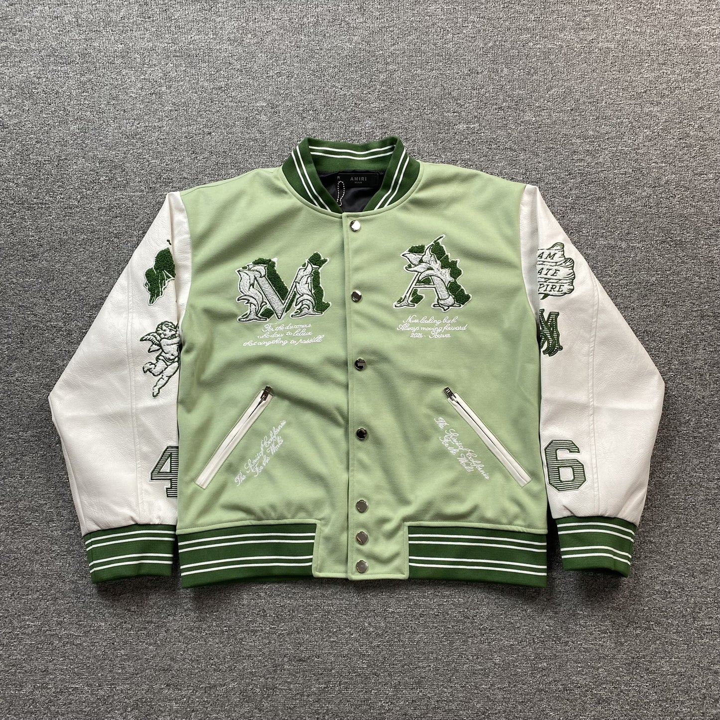 Amiri Ma Angel Varsity Bomber Jacket Green