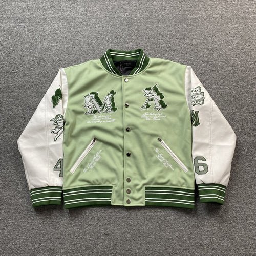 Amiri Ma Angel Varsity Bomber Jacket Green