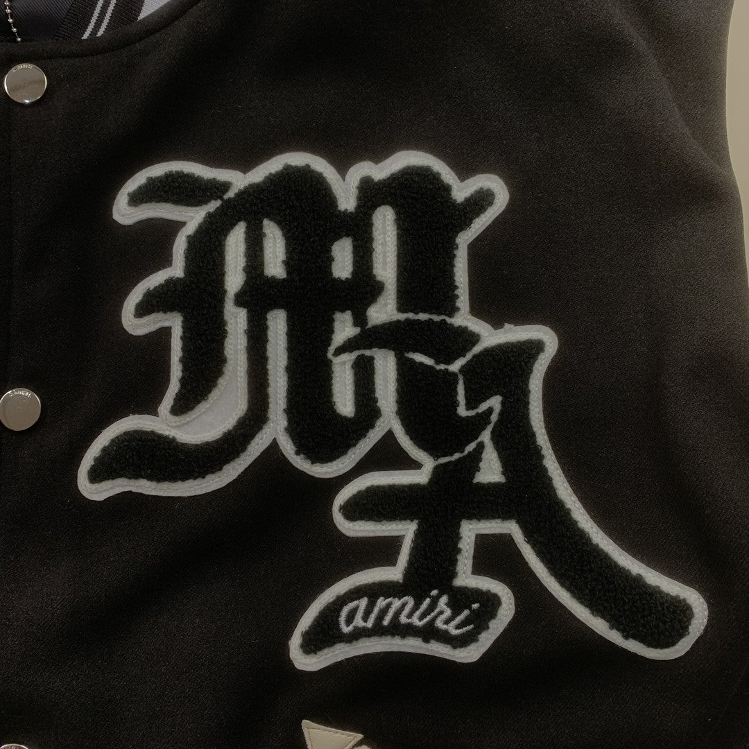 Amiri Pegasus Varsity Bomber Jacket Black