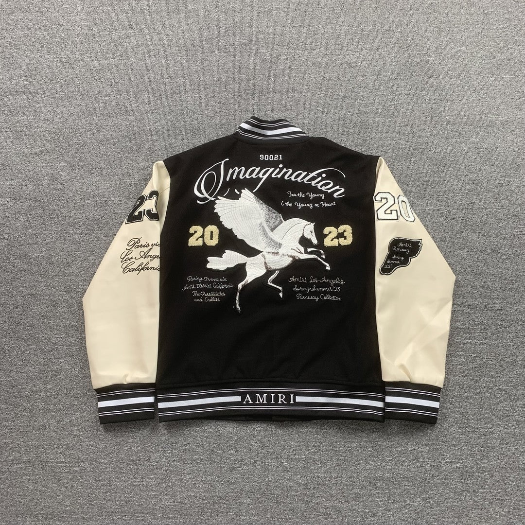 Amiri Pegasus Varsity Bomber Jacket Black