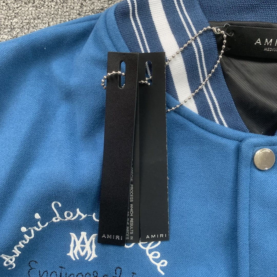 Amiri Pegasus Varsity Bomber Jacket Light Blue