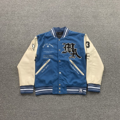 Amiri Pegasus Varsity Bomber Jacket Light Blue