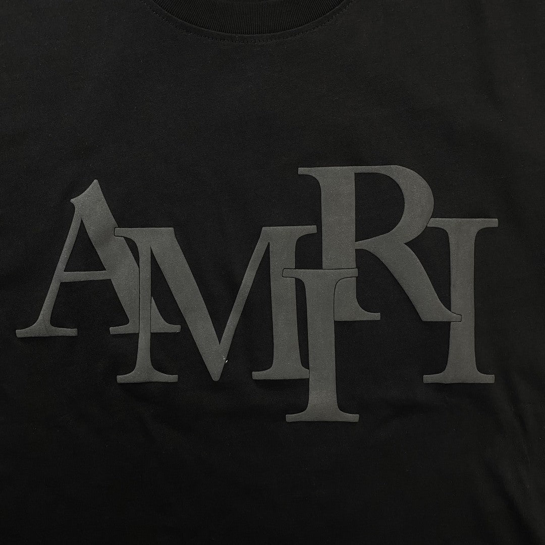 Amiri Staggered Logo Tee Black