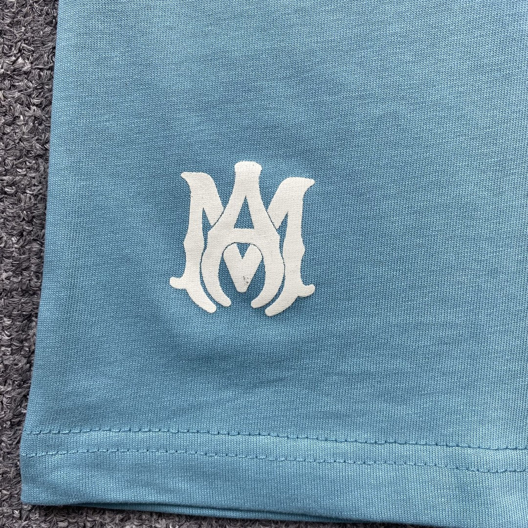 Amiri Staggered Logo Tee Blue