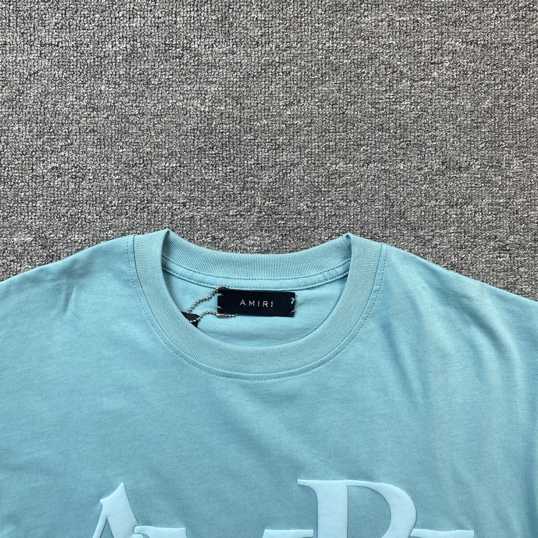 Amiri Staggered Logo Tee Blue