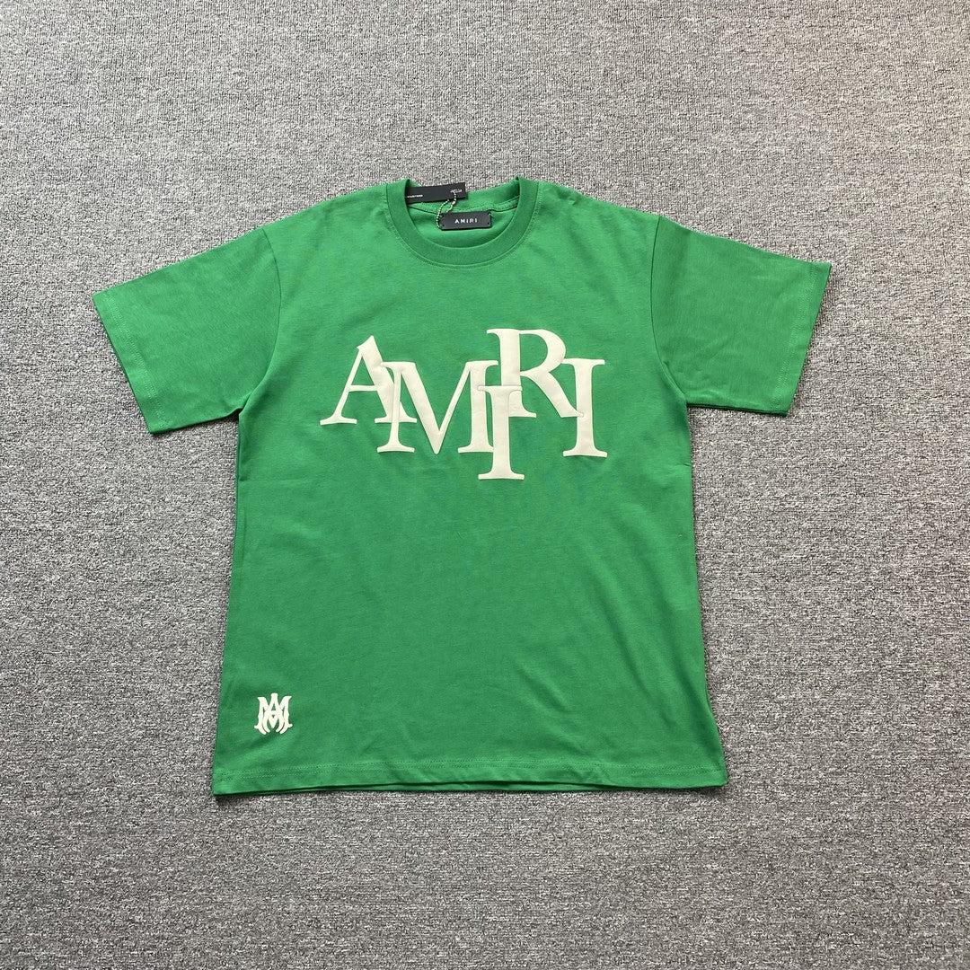 Amiri Staggered Logo Tee Green