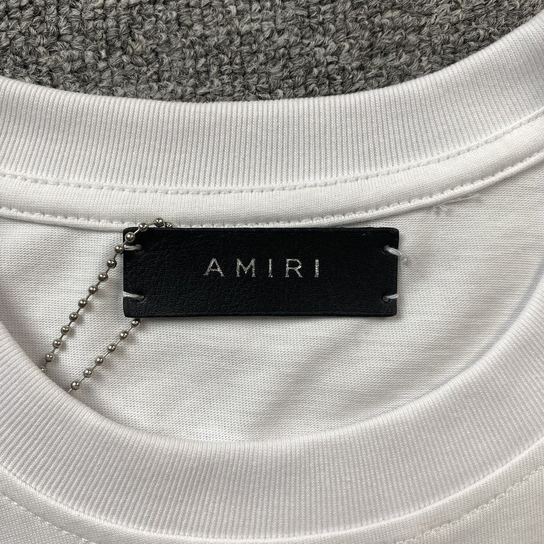 Amiri Staggered Logo Tee White
