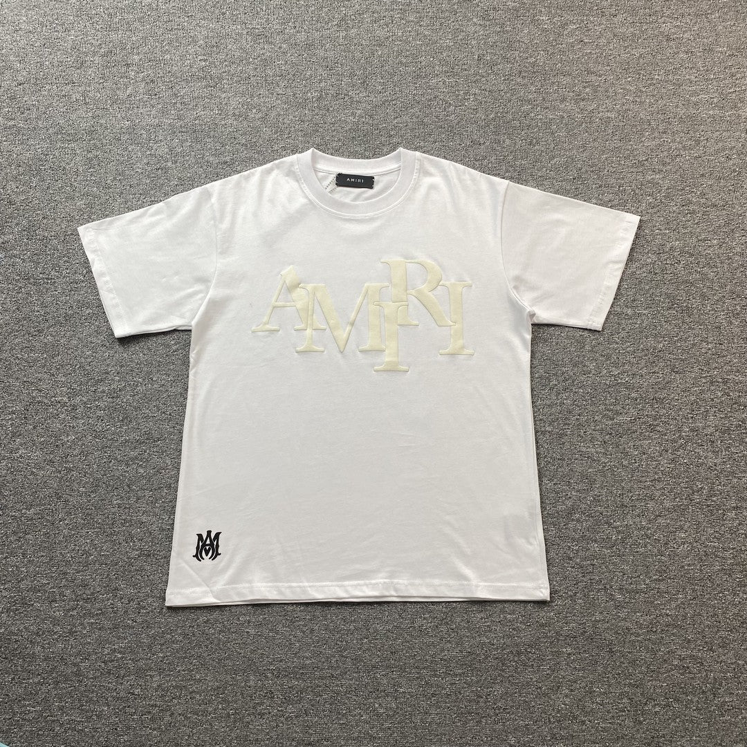 Amiri Staggered Logo Tee White