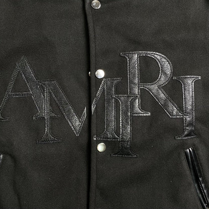 Amiri Staggered Logo Varsity Jacket Black