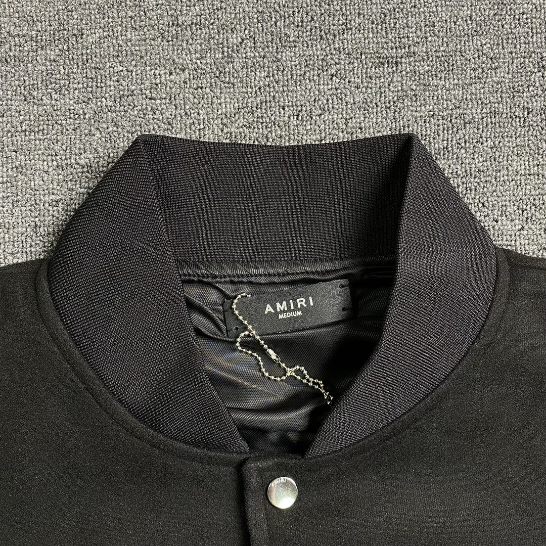 Amiri Staggered Logo Varsity Jacket Black