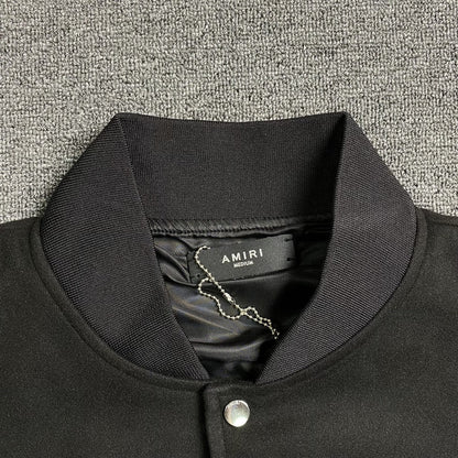Amiri Staggered Logo Varsity Jacket Black