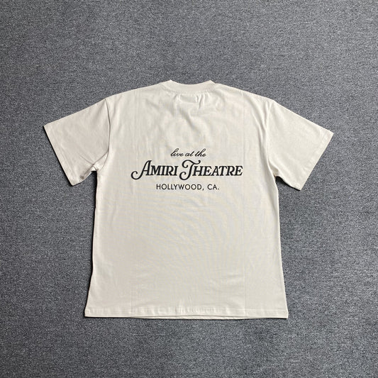 Amiri Theatre Flocked Tee Beige