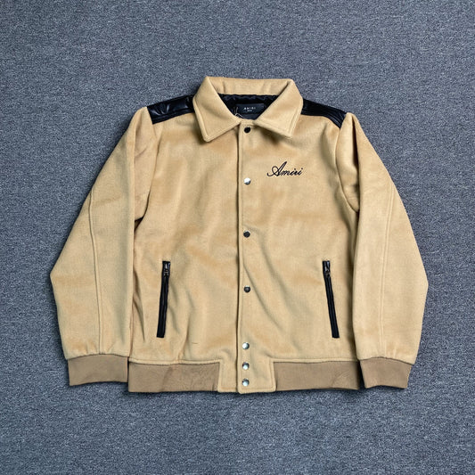 Amiri Varsity Bomber Jacket Beige