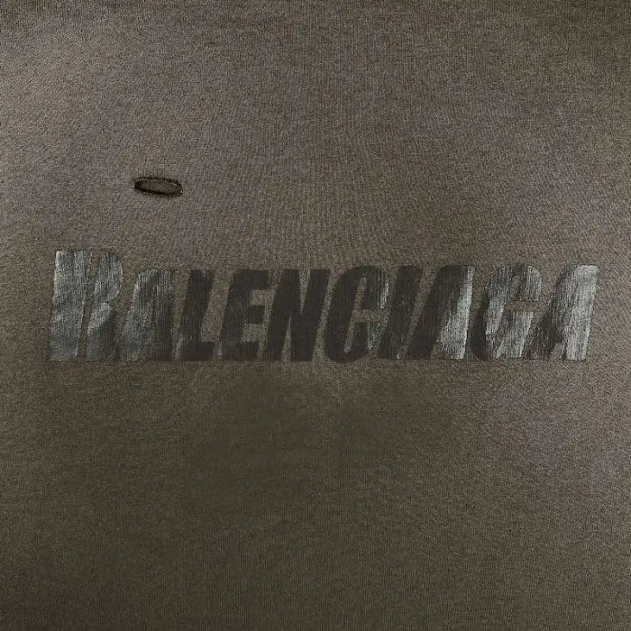 BALENCIAGA CAPS DESTROYED FLATGROUND T-SHIRT BROWN