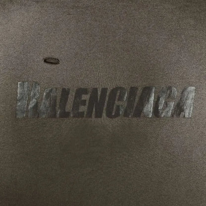 BALENCIAGA CAPS DESTROYED FLATGROUND T-SHIRT BROWN