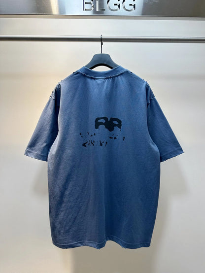 BALENCIAGA HAND-DRAWN BB ICON T-SHIRT BLUE