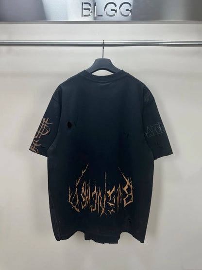 BALENCIAGA UPSIDE DOWN PARIS MOON TEE BLACK