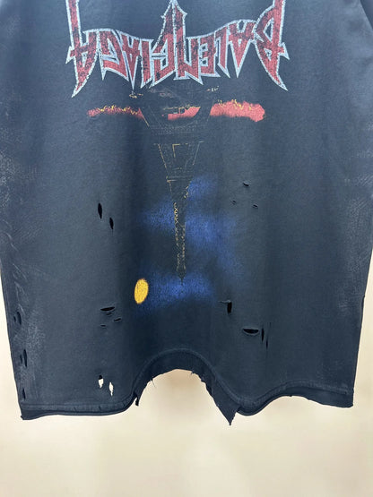 BALENCIAGA UPSIDE DOWN PARIS MOON TEE BLACK