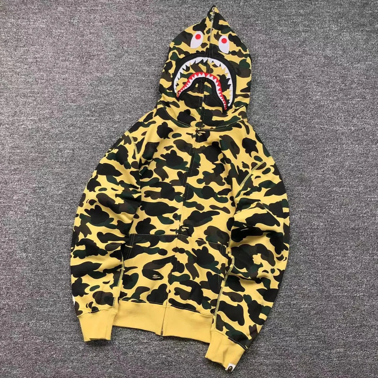 BAPE 1ST CAMO SHARK FULL ZIP HOODIE YELLOW