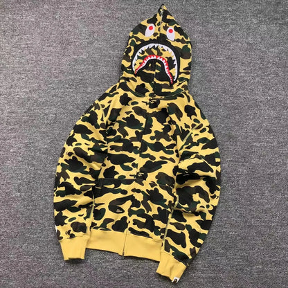 BAPE 1ST CAMO SHARK FULL ZIP HOODIE YELLOW