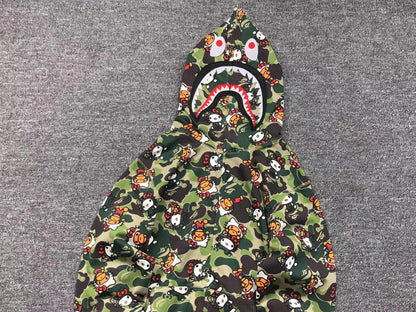 BAPE ABC CAMO HELLO KITTY SHARK FULL ZIP HOODIE GREEN