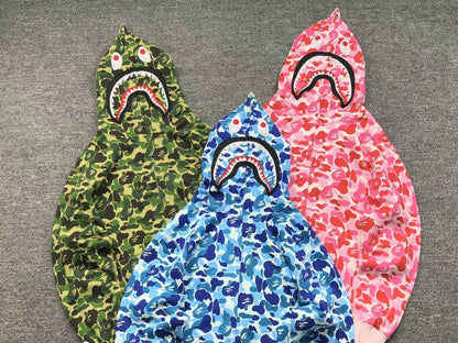 BAPE ABC CAMO SHARK FULL ZIP HOODIE GREEN