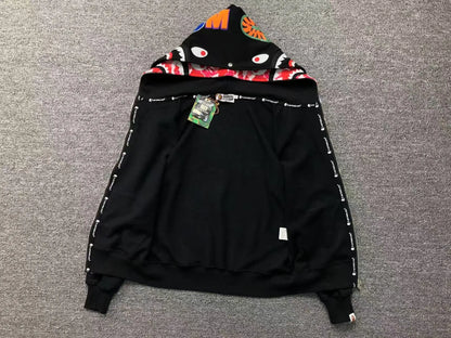 BAPE ABC SHARK FULL ZIP DOUBLE HOODIE BLACK PINK