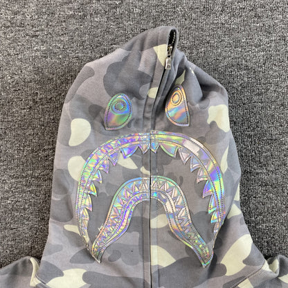 Bape City Camo Shark Full Zip Hoodie Grey